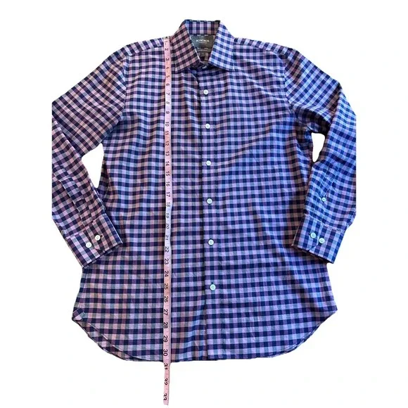 Bonobos Purple Gingham Dress Shirt Mens 16 33 Tailored Slim Fit Button Up - Picture 4 of 6